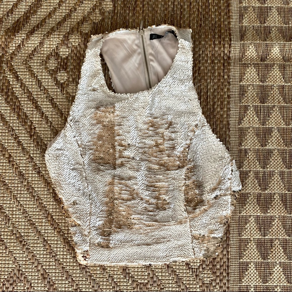 Zara Gold Sequin Crop Top